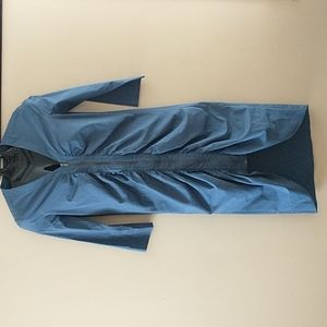 COS Zip-up Gathered Front Ruching Blue Dress